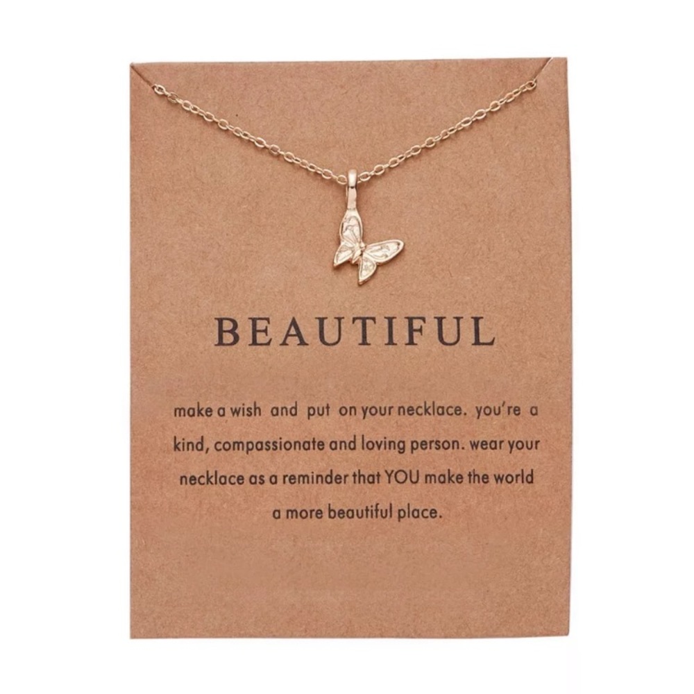 NEW Beautiful Butterfly Gold Necklace - Picture 2 of 5